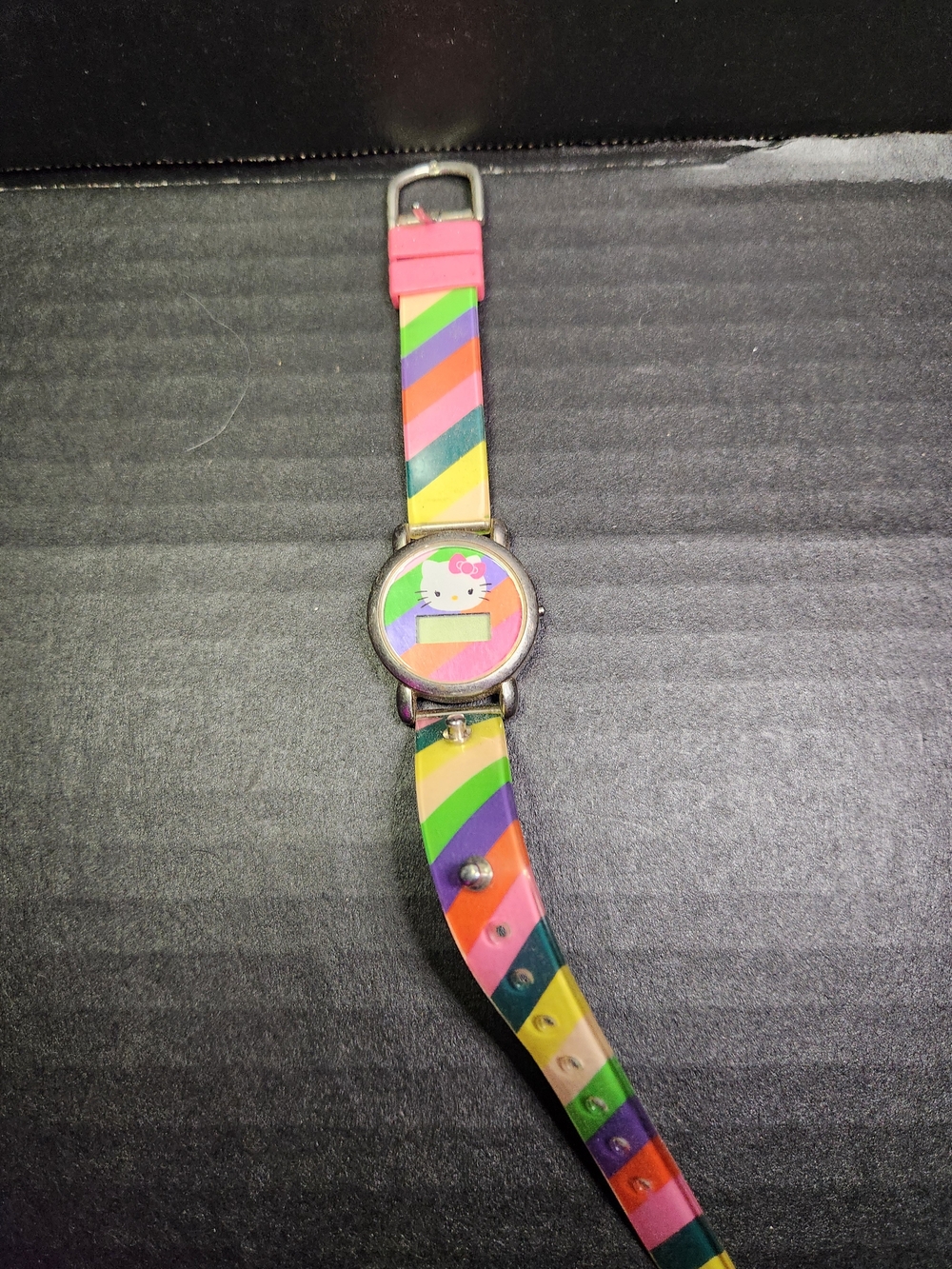 Hello Kitty Rainbow Stripe Silicone Kids Watch - Pink/Multicolor